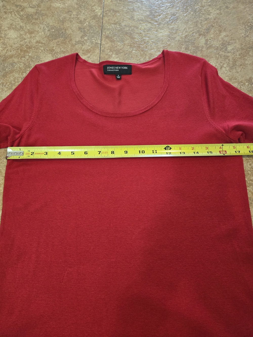 Jones New York Raspberry Red Scoop Neck Short Sleeve Tee - Picture 5 of 6